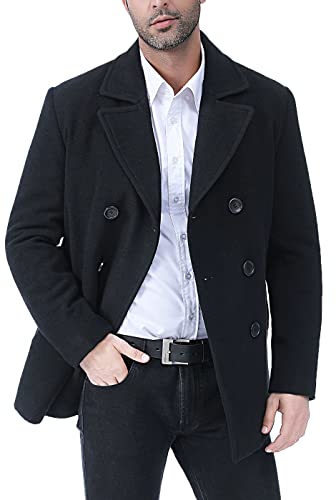 BGSD Men Hugh Wool Blend Double Breasted Walking Pea Coat (Also available in Big and Tall and Short)2