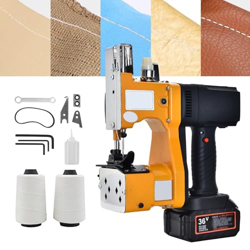 GAOXIAO Máquina de Coser Bolsas Portátil Máquina de Embalaje Industrial Profesional, Remalladora Sewing Machine Sacos Velocidad Ajustable, Más Cercana para Arroz Saco Tejida Saco