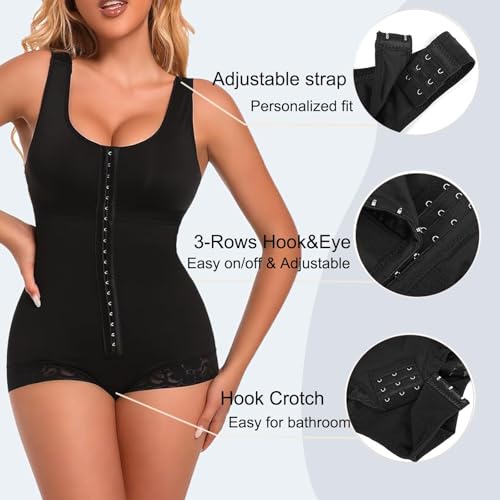 Image of woahee Fajas Colombianas Shapewear for Women Tummy Control Body Shaper Adjustable Straps Compression Bodysuit