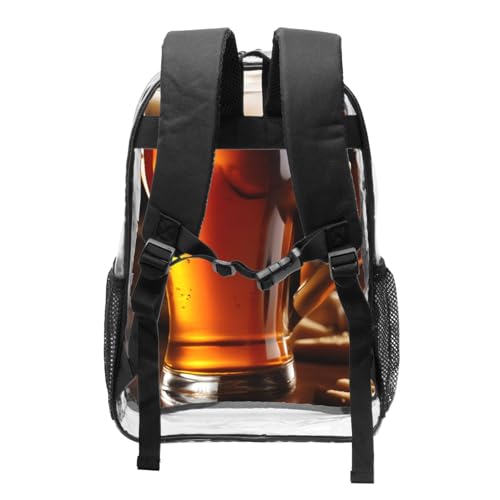 Beer Print Work Travel Stadium Events Transparent Backpack PVC Clear Bag Large Side Pockets2