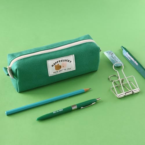 Image of Monolike Happy and Lucky Block Pen Case, Green - Pencil Pouch, Portable Pencil Bag, Pencil Case, Office Pouch case