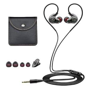 Holiper Auricolari con Filo a Doppio Driver, Qualit&agrave; del Suono HiFi, Super Bassi, Jack da 3,5 mm e Cavo a Treccia da 1,2 m, Cuffie con Filo In-Ear con Gancio, Con Microfono e Controllo del Volume