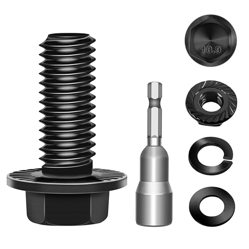 Image of (10Sets) M8 Bolt x 20mm Flanged Hex Head Bolts, External Flange Hex Drive M8 Screws, Class 10.9 Black Zinc Plated Alloy Steel Metric M8x1.25 Bolts Kit