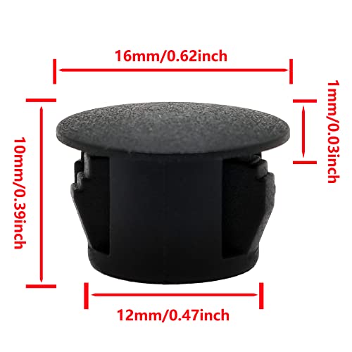 Image of 12mm Black Hole Plugs Plastic Flush Type Hole Plugs Snap in Locking Hole Tube,Tube Fastener Cover,Round Snap in Type Locking Furniture Hole Plugs,Panel Theft-Proof Door Plug(100pcs)