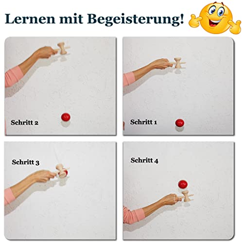 EasY FoxY ToY Kendama Mokuru Original Holzspielzeug; Geschicklichkeits Spiele Drinnen & Draußen Für Kinder ab 6 Jahren; Geschenke Für Jugendliche; Konzentrationspiele, Ahds Stresskiller