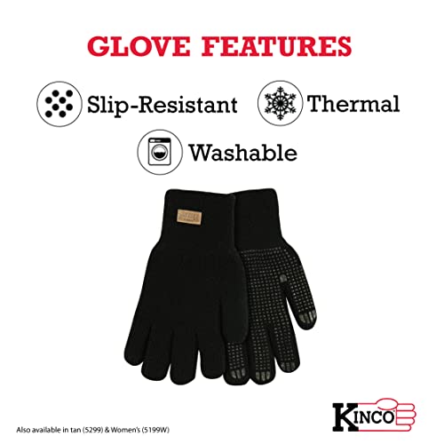 Kinco Knit Wool Gloves For Men - Alyeska Ragg Gloves 5199, Heavy Duty Wool, Black - For Cold Weather, Indoors And Outdoors (X-Large) #TOP4