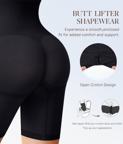 Image of BRABIC Waist Trainer Bodysuit for Women Tummy Control Shapewear Round Neck Seamless Butt Lifter Full Body Shaper