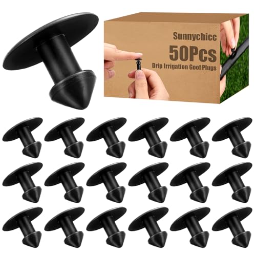 Sunnychicc 50pcs Drip Irrigation Goof Plugs for 1/4 Inch Polyethylene Tubing Hole Repair Plugs for Drip Line End Caps Applies to Home Garden Lawn Pipe System
