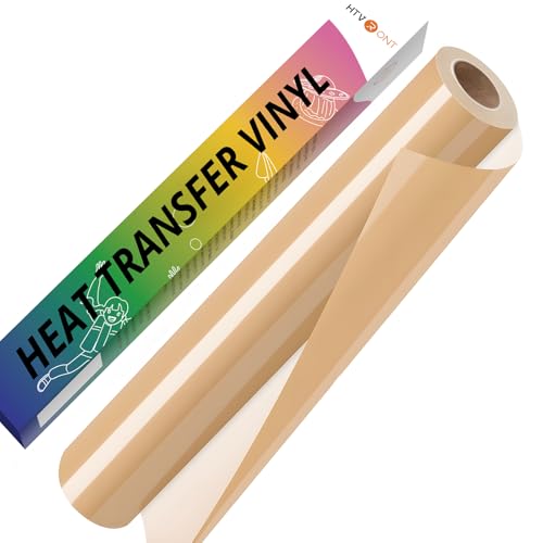 Image of HTVRONT Tan HTV Vinyl Roll - 12 inch x 10ft Tan Iron on Vinyl for All Cutting Machines, Heat Transfer Vinyl Rolls for t Shirts - Easy to Cut & Weed for Heat Vinyl Design