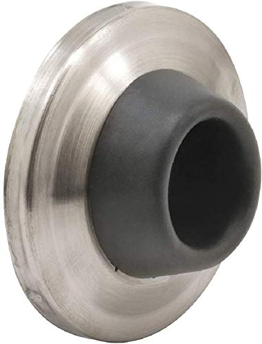 Prime-Line J 4540 Wall Stop  Protects Walls from Door Knob Damage  2-5/16 Outside Diameter Stainless Steel Cover with 1-1/8 Gray Round Rubber Bumper  Easy to Install New