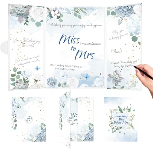 Teeloray Bridal Shower Decorations Blue Bride to Be Wedding Guest Book Alternative Something Blue Gift for Bride Dusty Blue Wedding Decor Signature Guest Book for Wedding Bachelorette Engagement Party