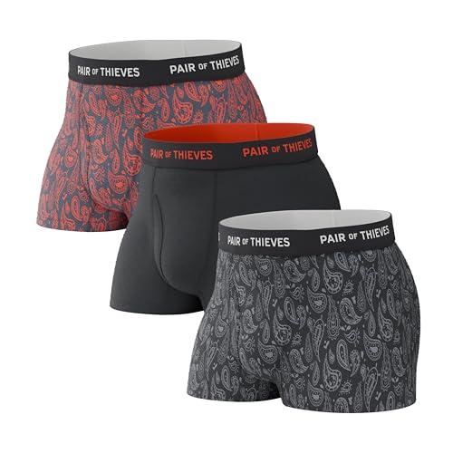 Pair of Thieves SuperFit Men’s 3-Pack Trunks – Breathable Mesh Cooling, Everyday Comfort, Easy-Access Fly – Jet Black, Large