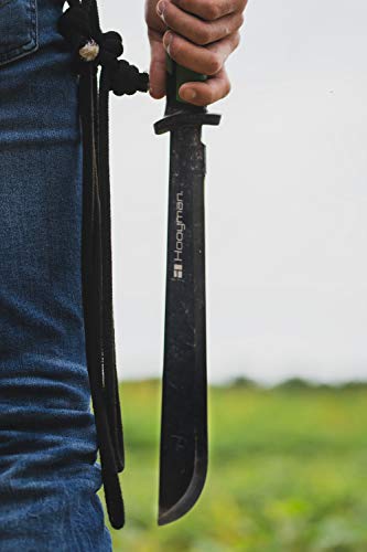 Hooyman Bush Machete with Heavy Duty Construction, Ergonomic Non-Slip Handle and Belt Sheath for Gardening, Land Management, Bushcraft, Hunting and Outdoor , Black/Green