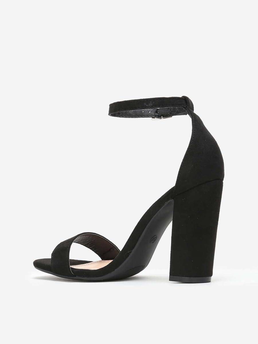 La Modeuse -Sandales, Nu-Piede-Sandali in camoscio Alto Tacco quadrato e spesso, Nero , 38 EU