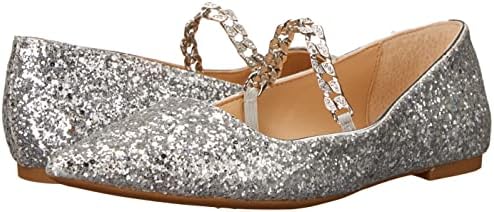 Jewel Badgley Mischka Women's Jaclyn Mary Jane Flat, Silver Glitter, 6 | Image 6