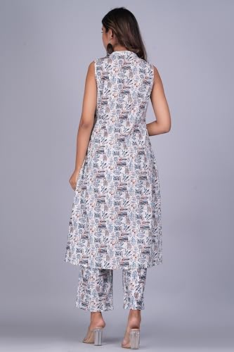 Image of Cotton Printed Front Slit Kurta with Palazzo Set for Women
