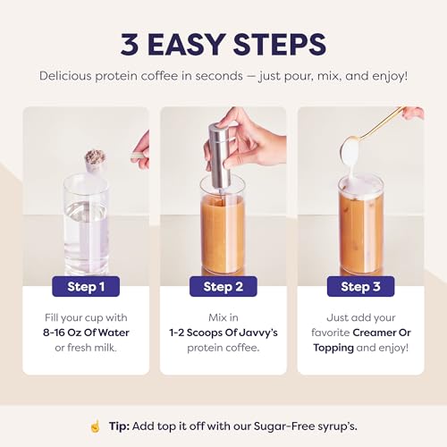 Image of Javvy Protein Iced Coffee - Premium Whey Protein & Iced Coffees, 100% Natural Cold Brew, Zero Artificial Flavors & Sweeteners, 80mg Caffeine, No Added Sugar, 20 Servings, White Choc Mocha Discontinued