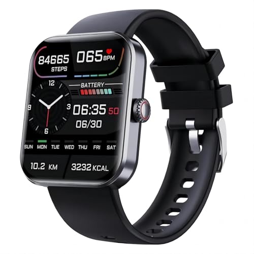 Sherum TrackPro 2.0 Smart Watch for Men Women, 24/7 Heart Rate Monitor with Alerts, 10 Second Quick Check, Health Fitness Activity Tracker, Bluetooth Smartwatch for iOS Android, Waterproof (Black)