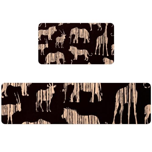 Tapis de cuisine animaux africains lavable et absorbant style grunge