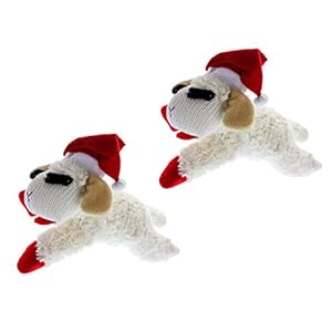 Lamb Chop Christmas Dog Toy with Santa Hat 6″, 2 Pack