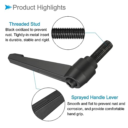 Image of Clamping Lever Handles, M12 x 32mm Male Thread, Adjustable Quick Release Locking Rotating Bolt Knobs Black - (Applications: for Lathe Machinery), 1-Piece