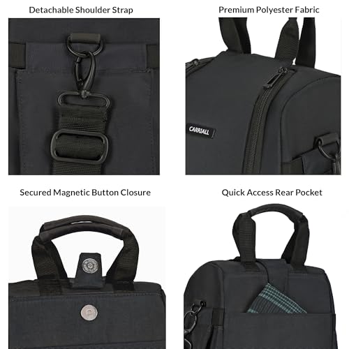 Image of Carriall Lunch Bag for Office | Water-Resistant Tiffin Bag for Office, College, School & Picnic | 8L Reusable Lunch Box Bag for Men, Women (Black)