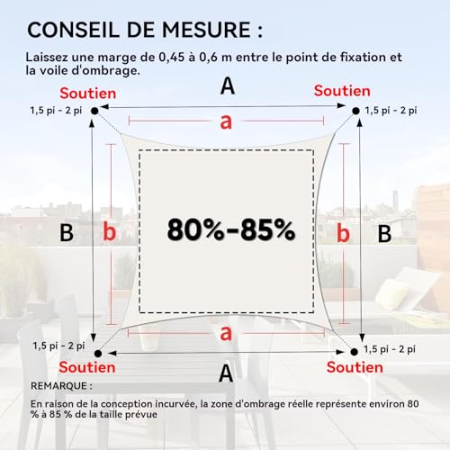 Voile d'ombrage imperméable de haute qualité couleur beige épuré