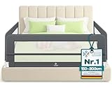 KESSER® Bettgitter 150 cm Bettschutzgitter Kinderbettgitter für Kinder Babybettgitter Klappbar, Tragbar, Kinderbett Kinderbettschutzgitter Rausfallschutz, Bett & Elternbett hoch: 42 cm, Dunkelgrau