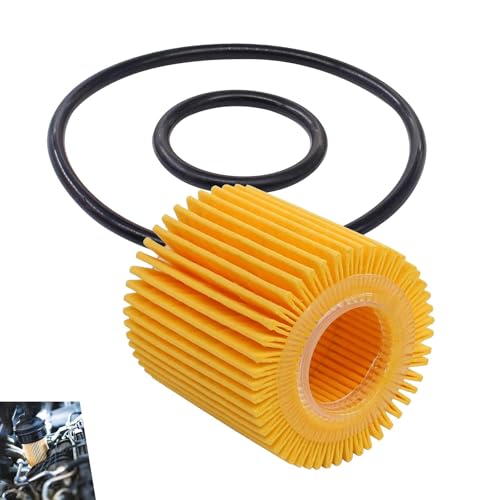 Cuymoap Car Engine Oil Filter, Multi-layer Oil Filter Paper with Seal Ring, OEM# 04152-YZZA6 04152-37010, Compatible with 09-18 Corolla 10-18 Prius 09-14 Matrix Levin NOAH C-HR (Orange)