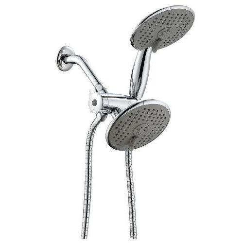 Ana BathAnti-Clog Wide High Pressure 6-Inch 3-Function Showerhead with Handheld Combo with Extra Long 8 Foot Stainless Steel Shower Hose/Brass Connector/All Chrome Finish (SS323224CCP)