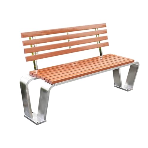 KCTOT Outdoor-Gartenbank aus Edelstahl, V-förmige Basis, 2-Sitzer-Bankstuhl, Metallbänke, robuste Parkbank aus Stahl, for Hof, Rasen, Veranda