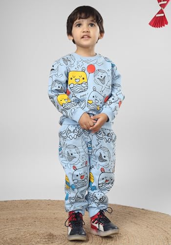 Image of POLKA TOTS 100% Cotton Co-Ord Joggers for Kids | Trendy Sweatshirt & Joggers Set | All Season Wear for Kids, Toddler & Newborn | Soft & Breathable Dress for Boys & Girls | from 6 Months to 8 Years