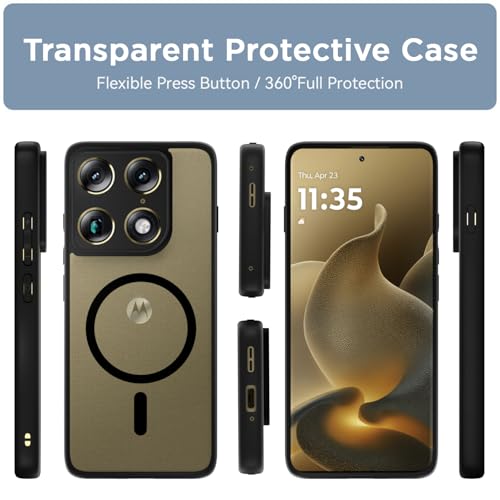 Image of Pikkme Back Cover for Motorola Moto Signature 5G Compatible with Mag-Safe | Shockproof Design | Hard Transparent Back Case (Black Mag-Safe)