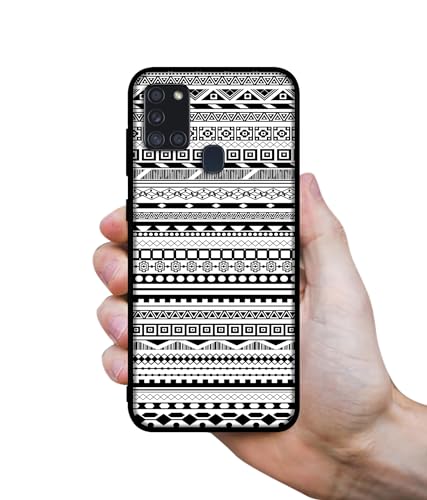 Image of Black & White Patterns Design Premium 2D Printed Metal Back Case Cover for Samsung Galaxy A21S 4G