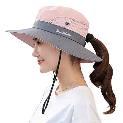 PALAY Hat for Women Stylish Wide Brim Sun Hats for Women Summer Beach Hat with Ponytail Hole UPF 50+ UV Protection Mesh Bucket Hats Packable Travel Cap for Beach, Boating, Fishing, Outdoor