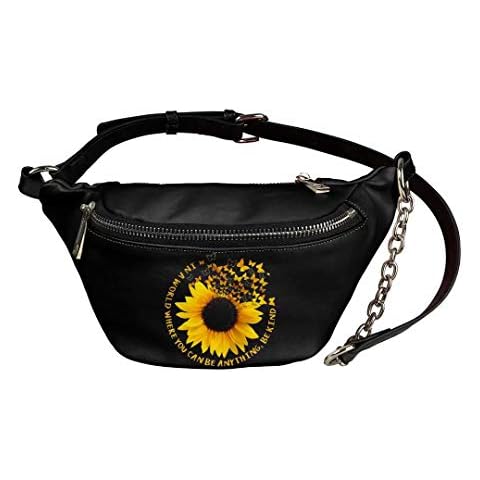 GOSTONG Be Kind Sunflower Fanny Packs PU Leather Waist Packs Bags for Men Women Lightweight Cross Body Bags Cover