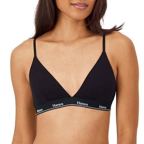 Hanes Women's Originals Triangle Bralette Pack, Breathable Stretch Cotton Bras, 2-Pack2