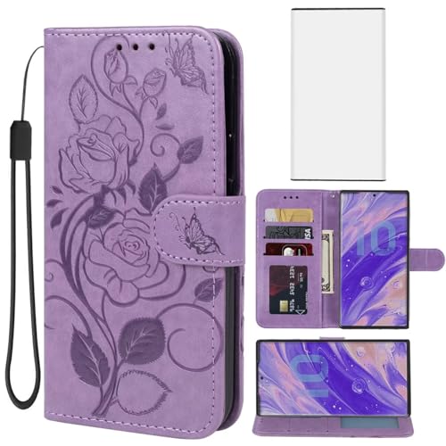 Vavies Case for Galaxy Note 10 Plus Case, Samsung Note 10+ 5G SM-N975U Wallet Case with Tempered Glass Screen Protector, Leather Flip Credit Card Holder Stand Cover for Samsung Galaxy Note 10+ Purple