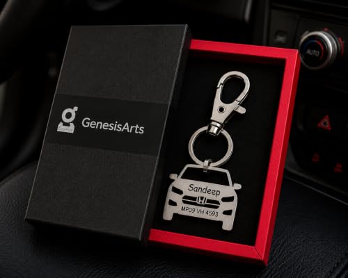 Image of Personalized Stainless Steel Key Chain /Key Ring | Durable, Compatible with All Models | Customized Car Number Plate | Ideal Gift for Him (Silver)