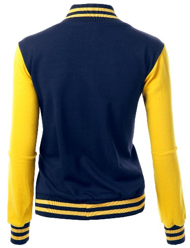 Women's Stylish Color Contrast Long Sleeves Varsity Jacket3