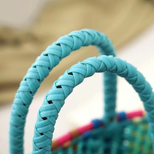 Bolso cuadrado de playa tejido para mujer miniatura 7