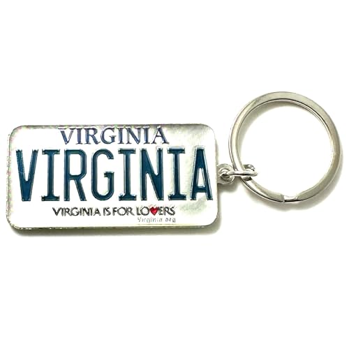 Westmon Works Virginia Keychain Metal Vacation Souvenir Key Ring with Foil VA For Lovers License Plate Charm