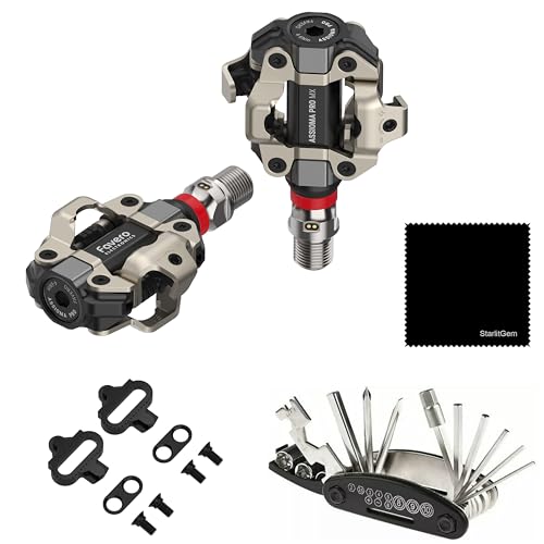 Favero Assioma Pro MX-2 Upgraded Dual-Sided Power Meter Pedals Bundled with Extra SPD Cleats, Multi Tool Kit and Cleaning Cloth