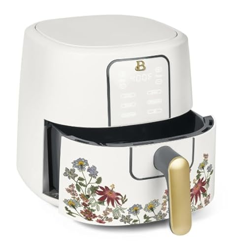 Beautiful 6 Qt Air Fryer with TurboCrisp Technology, EverGood Ceramic Nonstick Coating, Wildflower White Icing by Drew Barrymore
