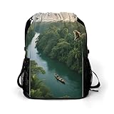 KOAYUBFC Bolsa de gimnasio pequeña con estampado de selva amazónica para hombre, ligera, impermeable, con cordón para mujer, con compartimento para zapatos, para viajes, turismo, trabajo y fitness