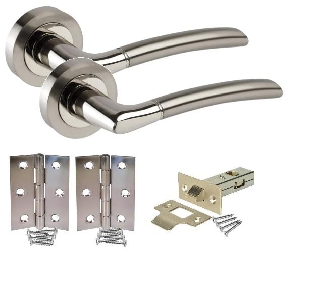 Golden Grace Indiana Design Door Handles on Round Rose in Dual Finish with 2.5" Latch & Hinges 1 Set