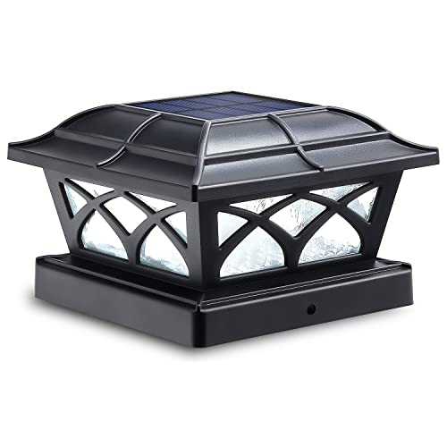 SIEDiNLAR Solar Post Cap Lights Outdoor Glass 2 Color Modes Black (1 Pack) by SIEDiNLAR - Used condition - US$13.20