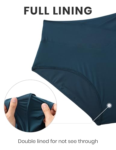 Image of CRZ YOGA V-Shaped High Waited Bikini Bottoms | Mid Cut Leg, Medium Bum Coverage, Cross Front, Swim, Bathing Suit Briefs for Women