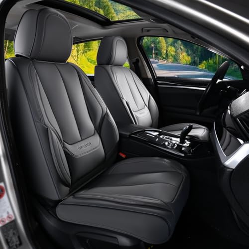 Image of Coverado Seat Covers, Car Seat Covers Front Seats, Leather Seat Covers for Cars, Car Seat Protector Waterproof, Black Car Seat Cushion, Front Carseat Cover Universal Fit for Most Cars