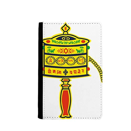 Protège-passeport bouddhiste et étui de voyage sanskrit avec roue de prière